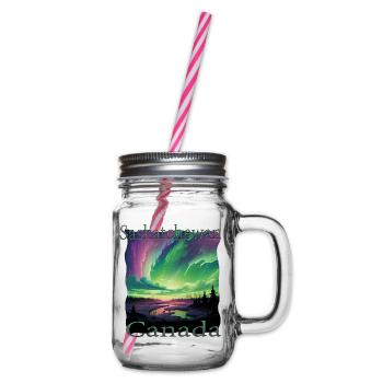 Saskatchewan-Nordlichter im Grunge-Stil - Henkelglas mit Schraubdeckel - Klar - Rechts