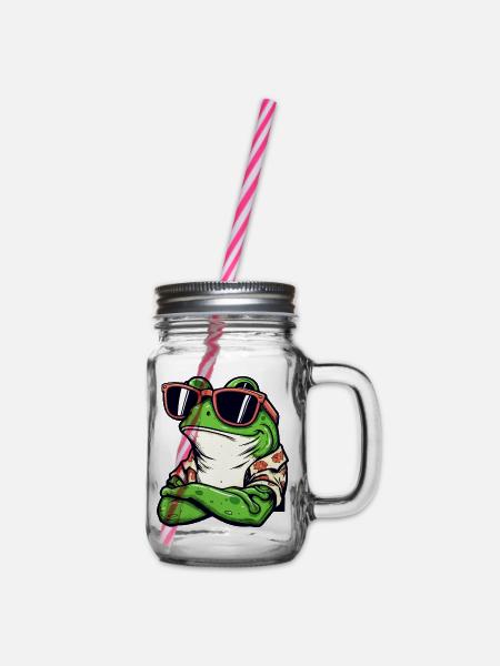 Cooler Frosch - Henkelglas mit Schraubdeckel - Klar