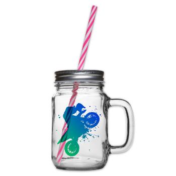 Dirt Biker Dirt Bike Supermoto Motocross - Glass jar with handle and screw cap - clear - Right