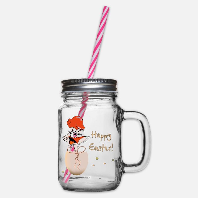 Happy Easter Hahn Ostern - Henkelglas mit Schraubdeckel - Klar