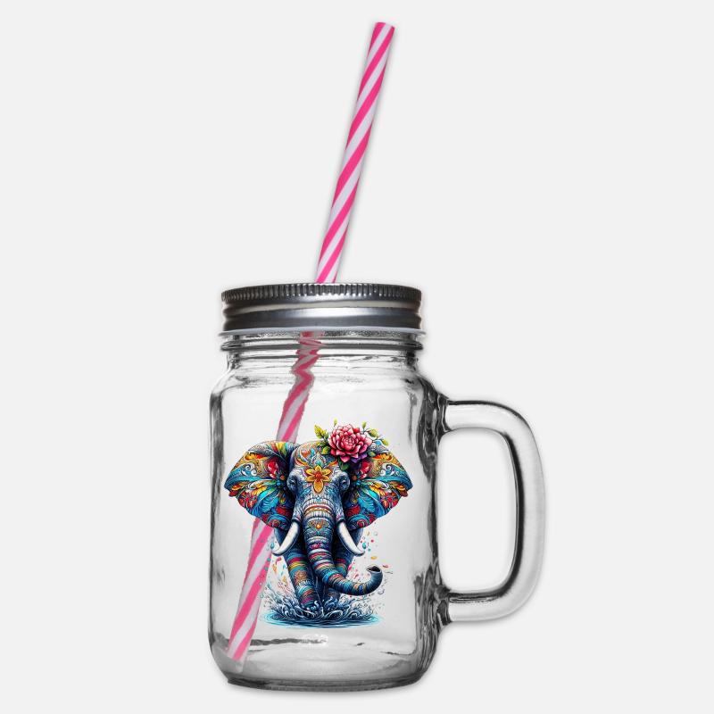 Elefant - Henkelglas mit Schraubdeckel - Klar