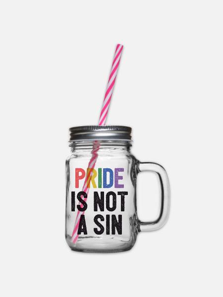LGBTQ Pride Month - Pride ist keine Sünde - Henkelglas mit Schraubdeckel - Klar