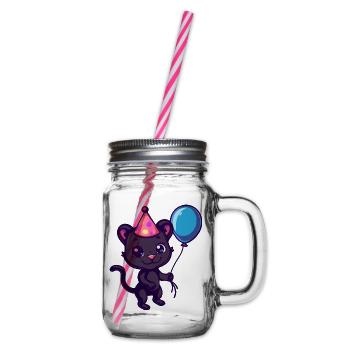 Panther Geburtstag Comic - Henkelglas mit Schraubdeckel - Klar - Rechts