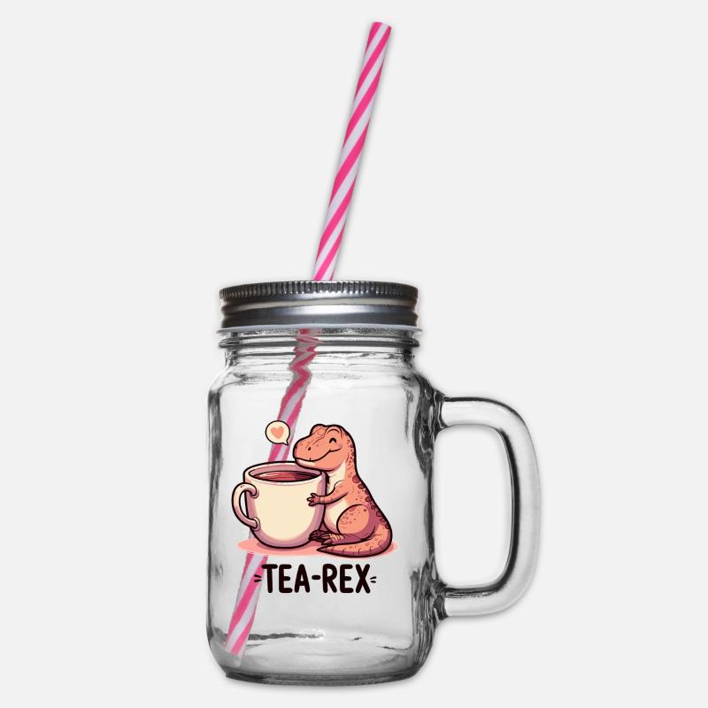 Tee Rex Tee-Rex Teetrinker Geschenk - Henkelglas mit Schraubdeckel - Klar