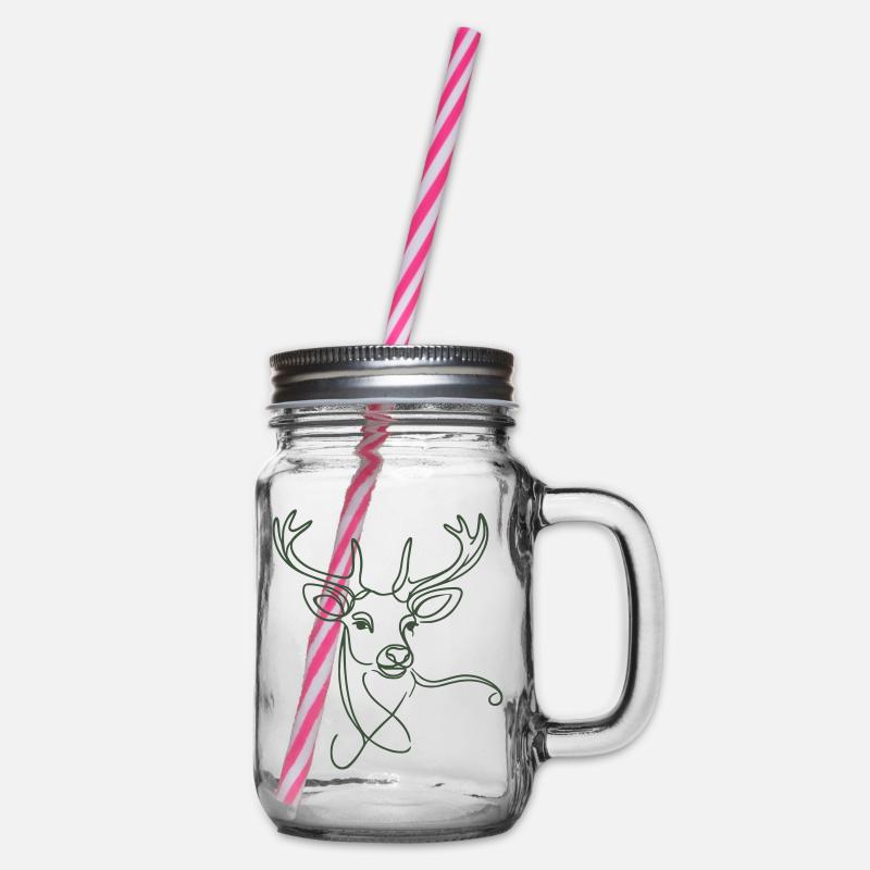 Cerf dessiné vert - Bocal à boisson - transparent