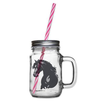 Black Horse Silhouette - Glass jar with handle and screw cap - clear - Right