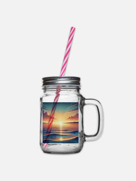 Magischer Sonnenaufgang am Horizont - Henkelglas mit Schraubdeckel - Klar