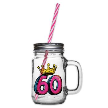 60 Number Crown - Glass jar with handle and screw cap - clear - Right