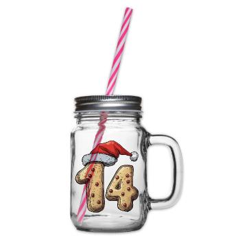 14 Number Biscuit Christmas - Glass jar with handle and screw cap - clear - Right