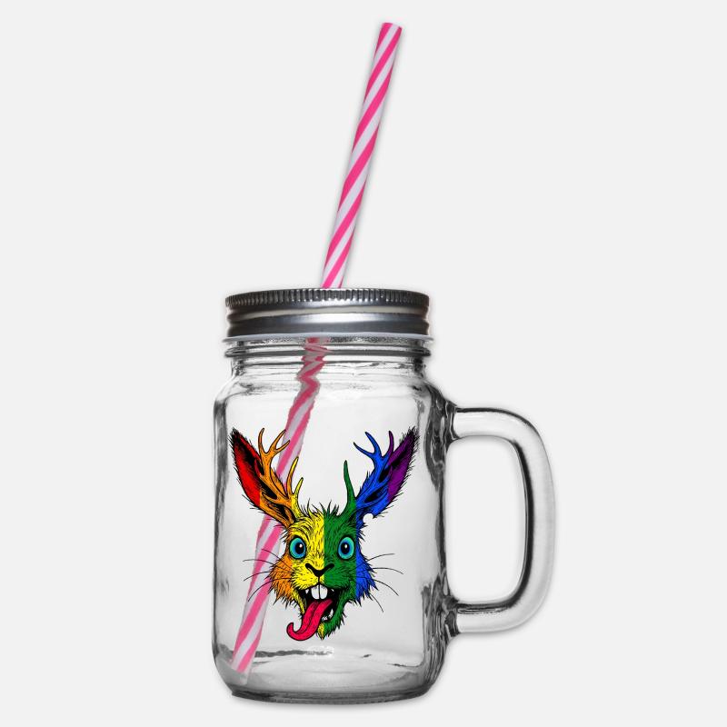 Regenbogen Raurackl - Henkelglas mit Schraubdeckel - Klar