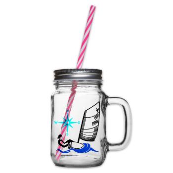Optimist Opti Sailboat Sailing Kids Regatta - Glass jar with handle and screw cap - clear - Right
