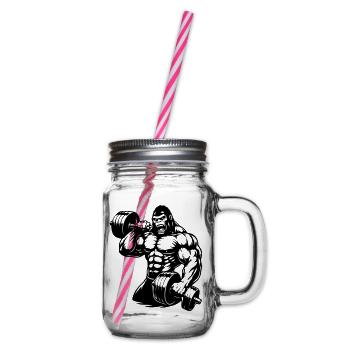 gorille musclé qui fait de la musculation - Bocal à boisson - transparent - Droite