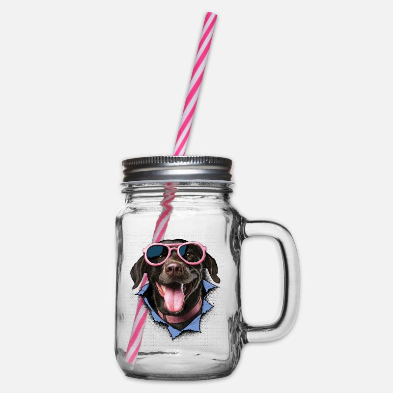 Chien avec des lunettes de soleil roses - Bocal à boisson - transparent