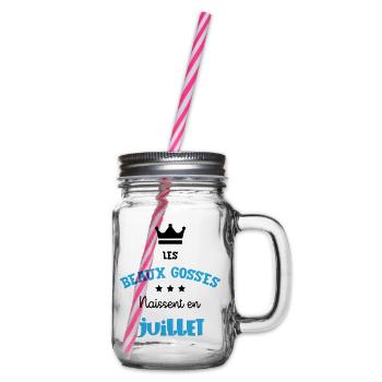 Cadeau naissance bébé garçon Juillet Beaux Gosses - Bocal à boisson - transparent - Droite