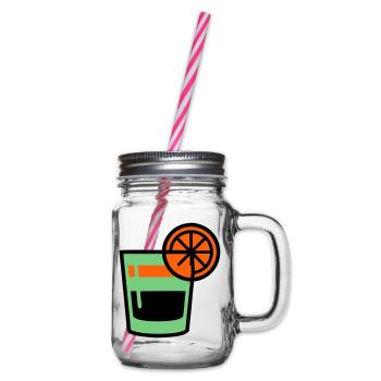 Cocktail Glass Logo - Glass jar with handle and screw cap - clear - Right