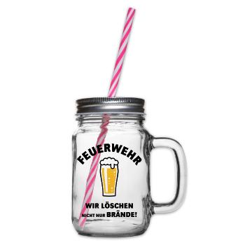 Feuerwehr – Wir Löschen Nicht Nur Brände! POS - Henkelglas mit Schraubdeckel - Klar - Rechts