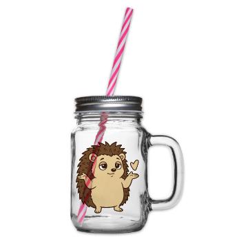 Igel Achselzucken Geste - Henkelglas mit Schraubdeckel - Klar - Rechts