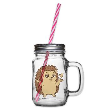Igel Achselzucken Geste Herz - Henkelglas mit Schraubdeckel - Klar - Rechts