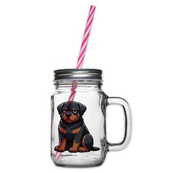 Rottweiler Rottweilerbesitzer Rottweilerliebhaber - Henkelglas mit Schraubdeckel - Klar - Rechts