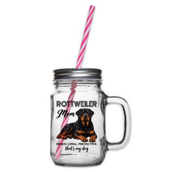 Rottweiler Mom Proud Loyal Protective - Henkelglas mit Schraubdeckel - Klar - Rechts