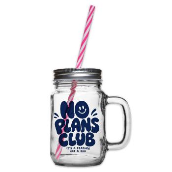 No Plans Club – It's a Feature Not a Bug - Henkelglas mit Schraubdeckel - Klar - Rechts