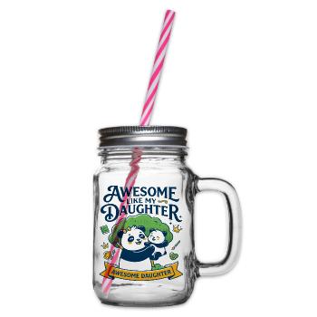 Awesome Like My Daughter Family Slogan - Henkelglas mit Schraubdeckel - Klar - Rechts