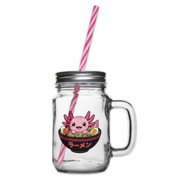 Süßer Axolotl in der Ramen Suppenschüssel - Henkelglas mit Schraubdeckel - Klar - Rechts