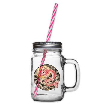 Axolotl Drache – Mystischer Asiatischer Drache - Henkelglas mit Schraubdeckel - Klar - Rechts