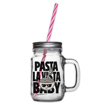 Pasta La Vista Baby – Spaghetti mit Sonnenbrille - Henkelglas mit Schraubdeckel - Klar - Rechts