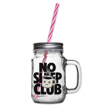 No Sleep Club – Müde Kaffeetasse - Henkelglas mit Schraubdeckel - Klar - Rechts