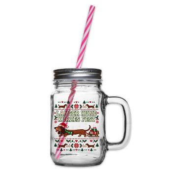 Weihnachtsdackel - Langer Hund kurzes Fest - Henkelglas mit Schraubdeckel - Klar - Rechts