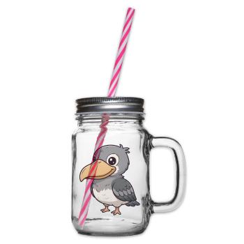 Schuhschnabel Vogel - Henkelglas mit Schraubdeckel - Klar - Rechts
