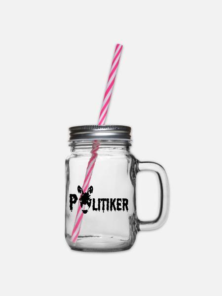 Politiker Politik frech lustig Esel Tier Geschenk - Henkelglas mit Schraubdeckel - Klar