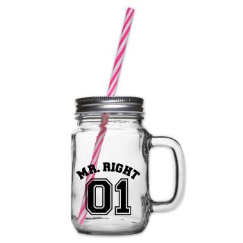 Mr. Right 01 - Glass jar with handle and screw cap - clear - Right