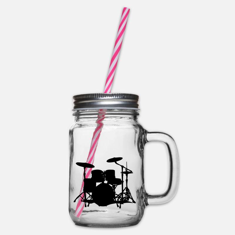 drums - Glass jar with handle and screw cap - clear