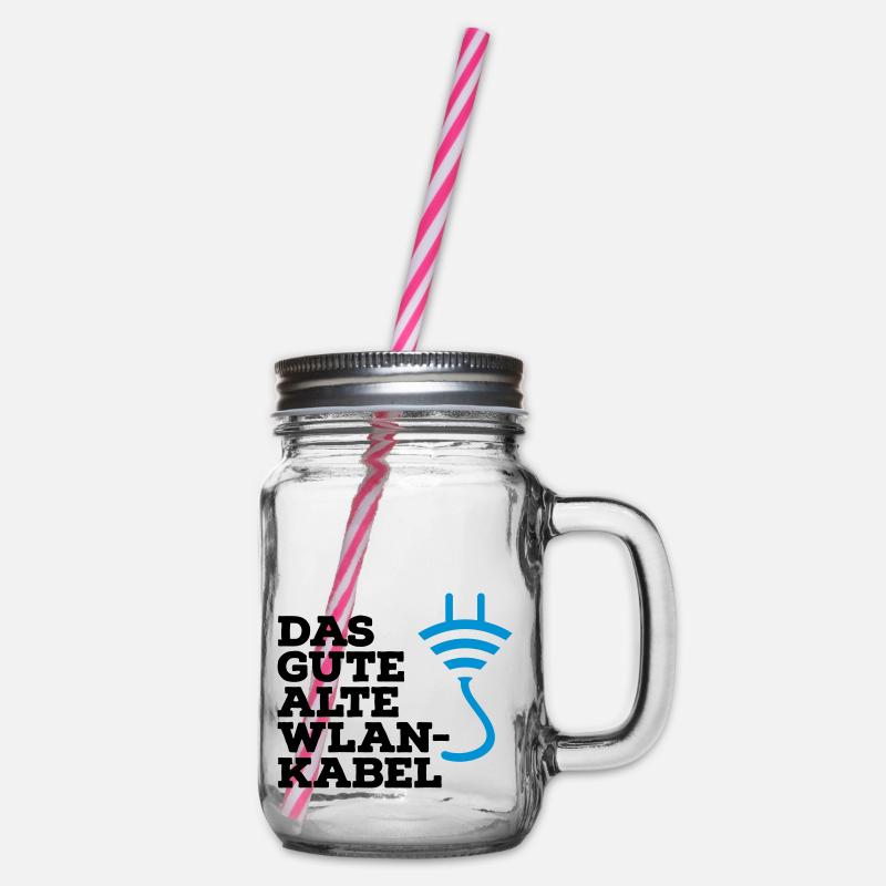 WLAN Kabel Computer Shirt - Henkelglas mit Schraubdeckel - Klar