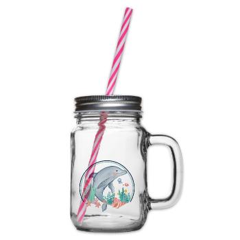 dolphin underwater - Glass jar with handle and screw cap - clear - Right