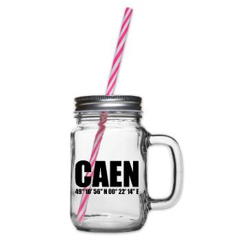 Caen Koordinaten - Henkelglas mit Schraubdeckel - Klar - Rechts