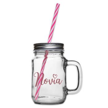 Novia Girlfriend Engagement Bridal Shower Wedding - Glass jar with handle and screw cap - clear - Right