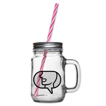 Communicate icon talk speech bubble - Glass jar with handle and screw cap - clear - Right