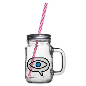 Eye Seeing Comic Speech Bubble - Glass jar with handle and screw cap - clear - Right