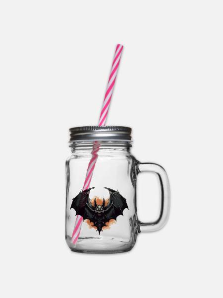 Fledermaus - Henkelglas mit Schraubdeckel - Klar
