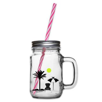Palm Tree Deck Chair - Glass jar with handle and screw cap - clear - Right