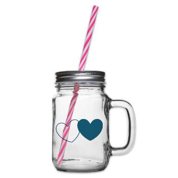 Coeur bleu 2 coeurs Saint-Valentin - Bocal à boisson - transparent - Droite