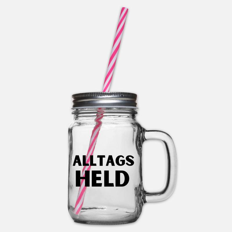 Alltags Held - Henkelglas mit Schraubdeckel - Klar