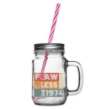 50th Birthday Flawless since 08/1974 - Glass jar with handle and screw cap - clear - Right