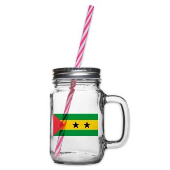 São Tomé und Príncipe – Flaggenwappen - Henkelglas mit Schraubdeckel - Klar - Rechts