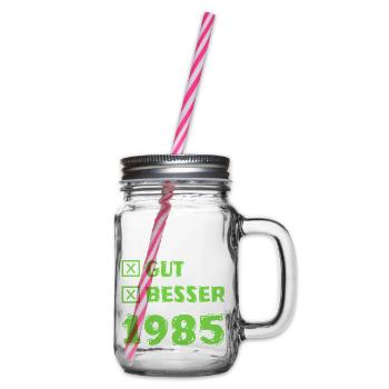 Year 1985 - Glass jar with handle and screw cap - clear - Right