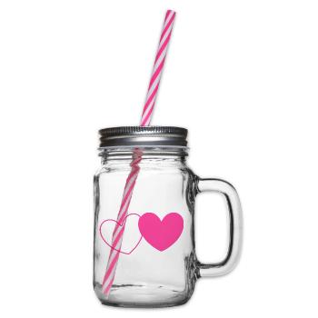rosarotes Herz Herz rosa rot Herz pink Herzmuster - Henkelglas mit Schraubdeckel - Klar - Rechts
