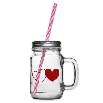 2 Cœurs Rouges Cœur Cadeau Rouge pour la Saint-Valentin - Bocal à boisson - transparent - Droite